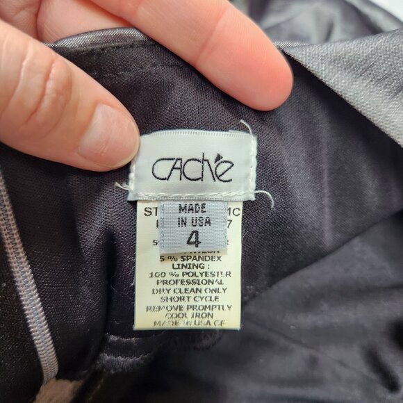 Cache Silver Prom Dress One-Shoulder Beaded Ruched Trumpet Full Length 90s Y2K 4 - Picture 7 of 8